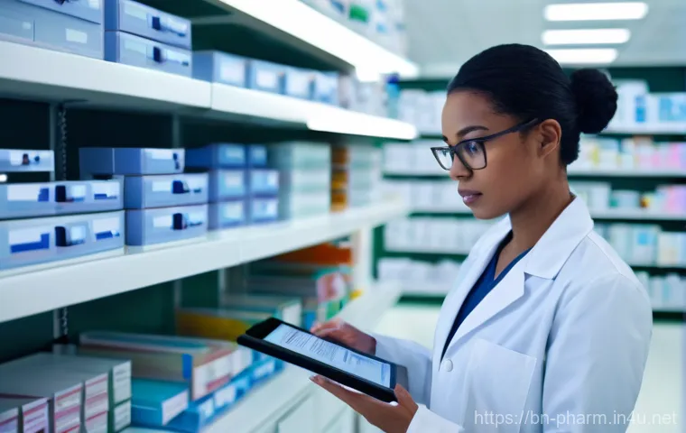 약사 약물 연구에서의 데이터 품질 - **Prompt 1: Focused Pharmacist Ensuring Data Accuracy**
    "A mid-30s female pharmacist, dressed in...