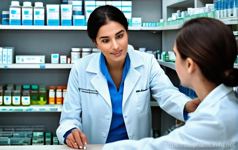 약사 약국 내 긴급 상황 대응법 - **Prompt 1: Emergency Assistance in a Pharmacy**
"A wide shot inside a brightly lit, modern phar...