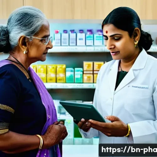 Home 13 약사 병용금기 약물 사례 - **Prompt:** A compassionate female pharmacist, professionally dressed in a white lab coat, stands be...