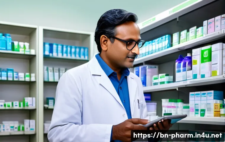 약사 약물 신속 대응 프로세스 - A detailed scene inside a modern pharmacy in Bangladesh, featuring a Bengali pharmacist attentively ...