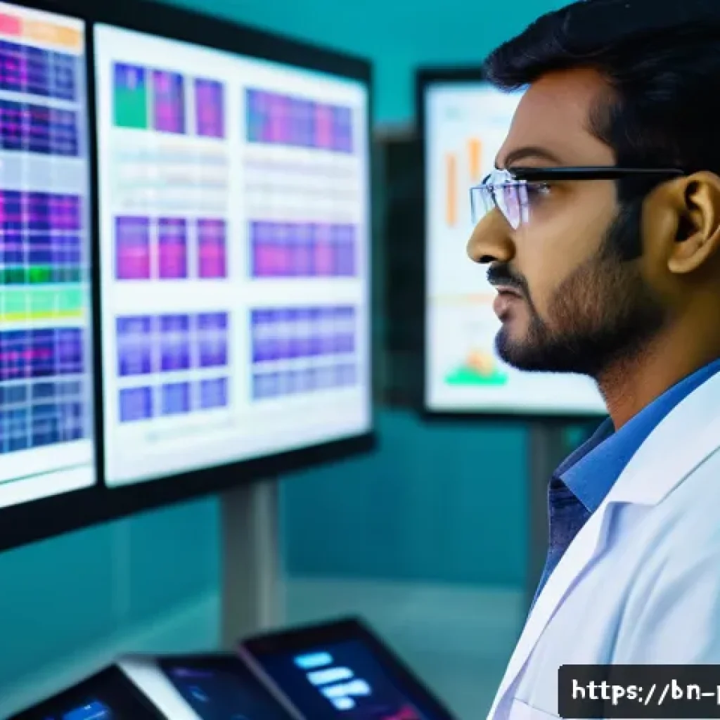 약사 약물 데이터 트렌드 분석 - A professional Bangladeshi pharmacist in a modern hospital setting analyzing pharmaceutical data on ...