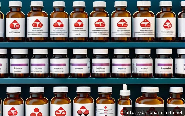 약사 약물 분류 체계 설명 - A detailed medical illustration showcasing a variety of pharmaceutical drugs classified by their mec...
